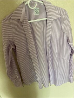 Brooks Brothers Lavender and White Striped Women's Blazer-Style Button Jacket